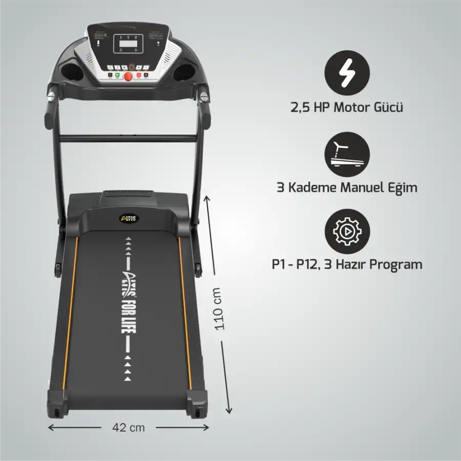AXIS MANUEL EĞİMLİ MOTORLU KOŞU BANDI 2,5 HP