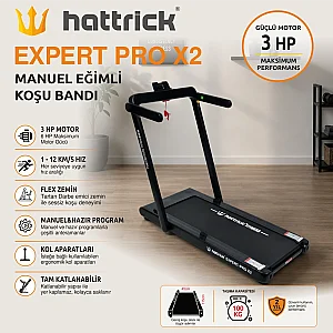 EXPERTPRO X2 SİYAH YENİ NESİL KOŞU BANDI 3 HP