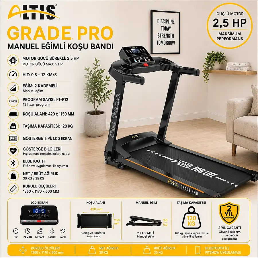 GRADE PRO MANUEL EĞİMLİ KOŞU BANDI