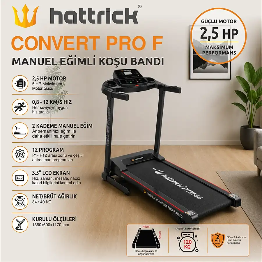 CONVERT PRO F MANUEL EĞİMLİ KOŞU BANDI