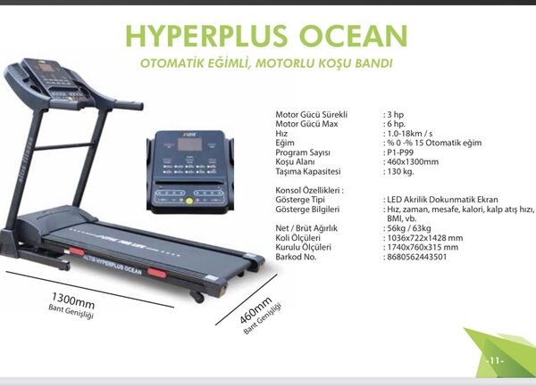 Hyperplus Ocean Otomatik Eğimli Koşu Bandı