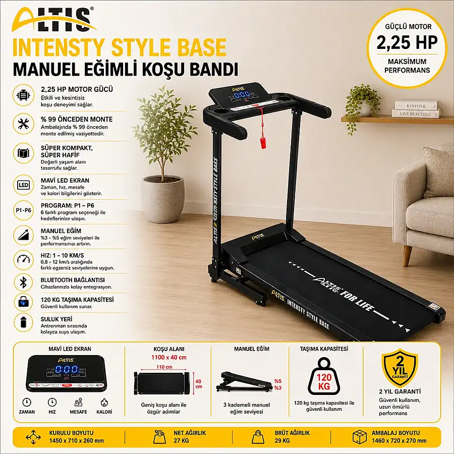 INTENSTY STYLE BASE MANUEL EĞİMLİ KOŞU BANDI