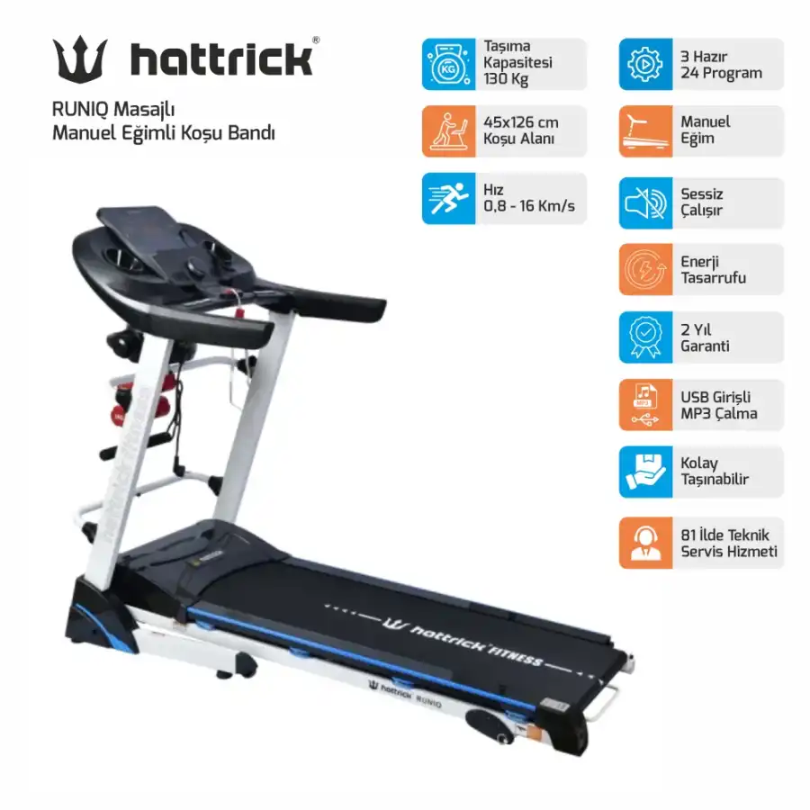 RUNIQ MASAJLI MANUEL EĞİMLİ KOŞU BANDI  