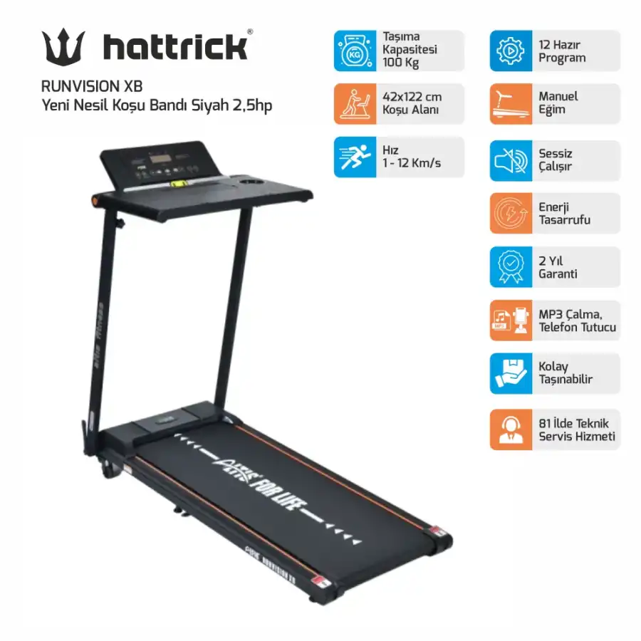 RUNVISION XB YENI NESİL KOŞU BANDI SİYAH 2,5HP