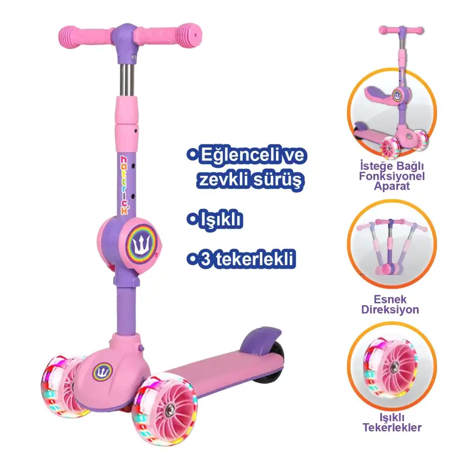 SCS140 SCOOTER IŞIKLI PEMBE - 1