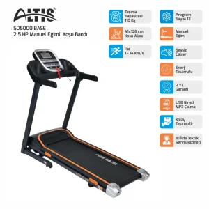 SD5000 BASE 2,5 HP MANUEL EĞİMLİ KOŞU BANDI
