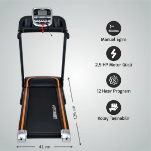 SD5000 BASE 2,5 HP MANUEL EĞİMLİ KOŞU BANDI