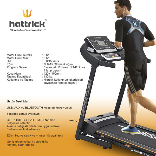 Hattrick Style 100 Otomatik Eğimli Koşu Bandı - 2